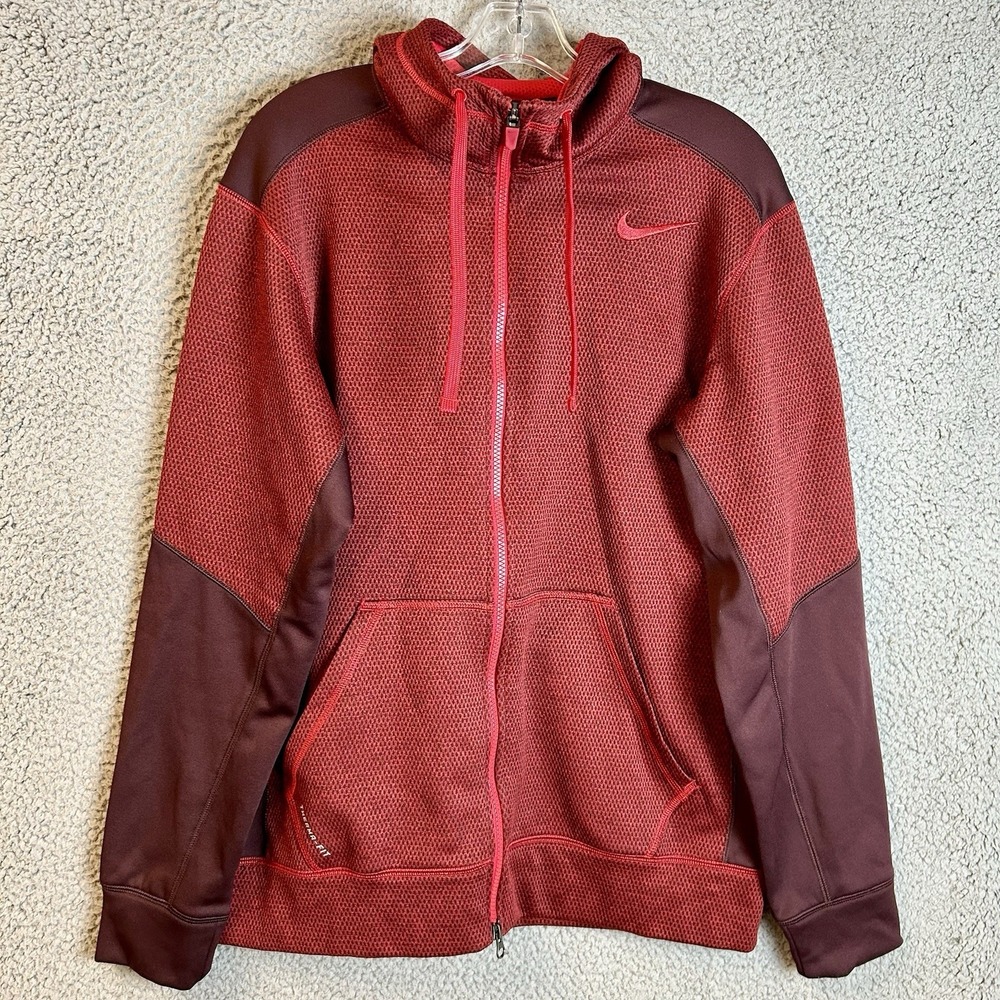 Men's Nike Hoodie Sweatshirt Therma Fit Medium Big Dark Red New Without Tags